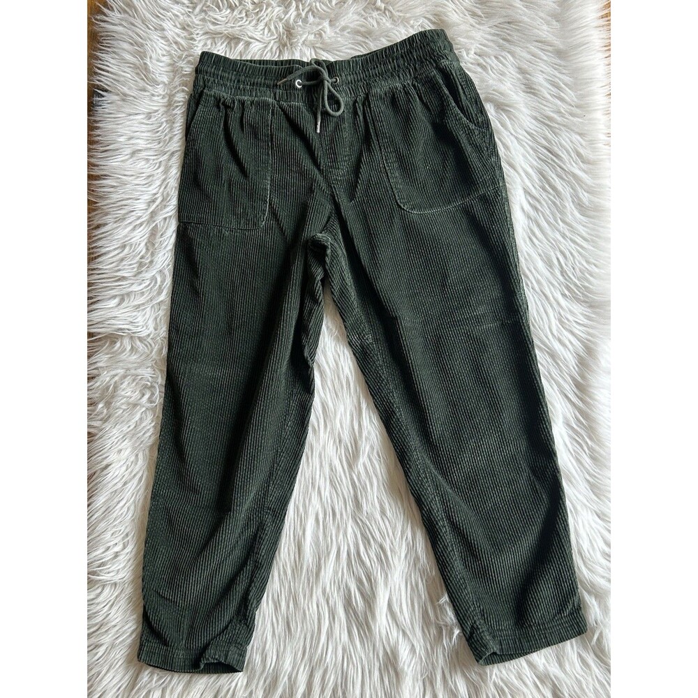 Time and Tru Women's Size M 8-10 Corduroy Green Drawstring Pants Casual Fall
